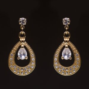 Gold Earrings with white stones