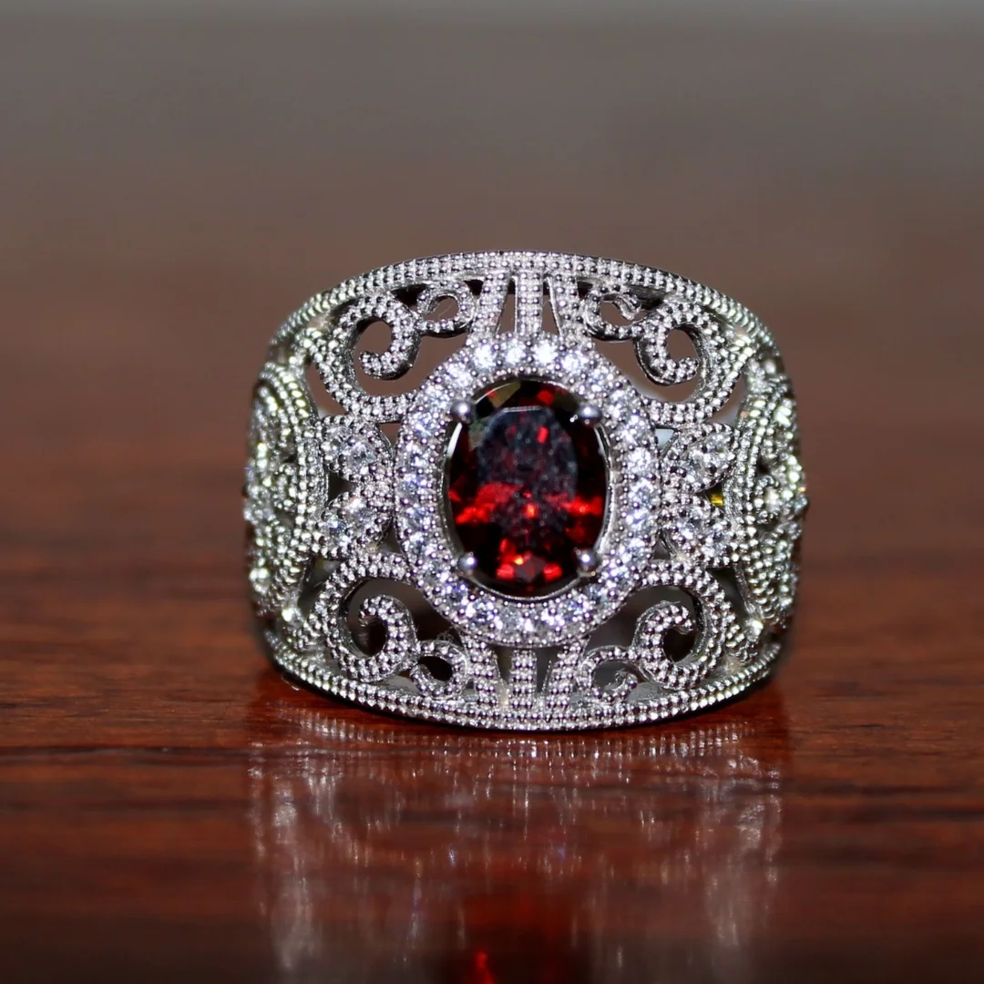 Red Rhodolite Ring